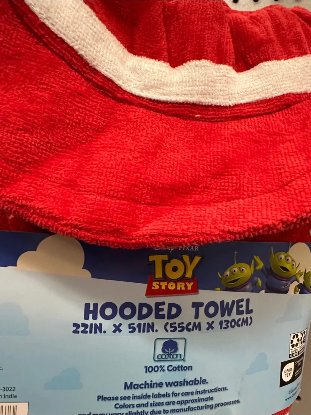 Disney Toy Story Red Hooded Kids Towel with White Trim